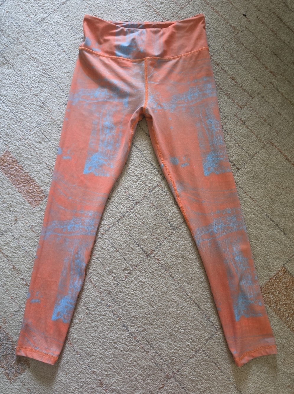 Zyia Active Coral Blue Printed Leggings High Rise Athletic Yoga Pants L